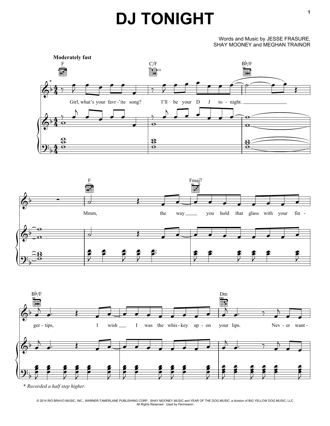 Download Rascal Flatts DJ Tonight Sheet Music and learn how to play Piano, Vocal & Guitar (Right-Hand Melody) PDF digital score in minutes