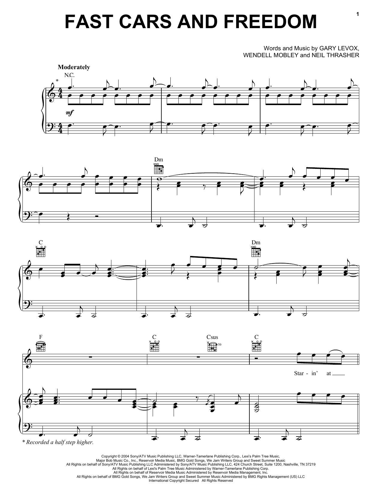 Download Rascal Flatts Fast Cars And Freedom Sheet Music and learn how to play Piano, Vocal & Guitar (Right-Hand Melody) PDF digital score in minutes