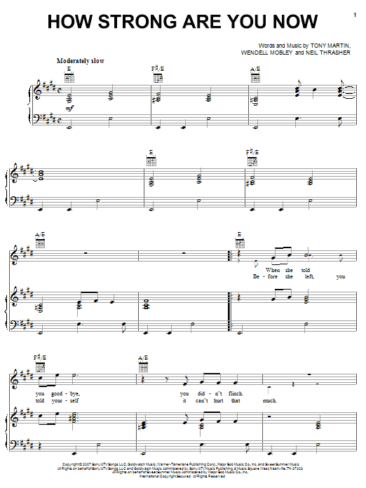 Download Rascal Flatts How Strong Are You Now Sheet Music and learn how to play Piano, Vocal & Guitar (Right-Hand Melody) PDF digital score in minutes