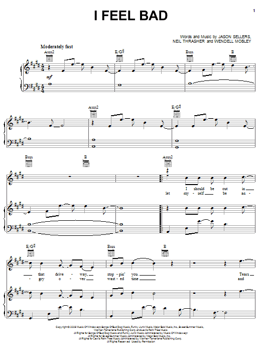 Download Rascal Flatts I Feel Bad Sheet Music and learn how to play Piano, Vocal & Guitar (Right-Hand Melody) PDF digital score in minutes