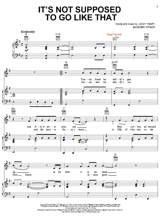 Download Rascal Flatts It's Not Supposed To Go Like That Sheet Music and learn how to play Piano, Vocal & Guitar (Right-Hand Melody) PDF digital score in minutes