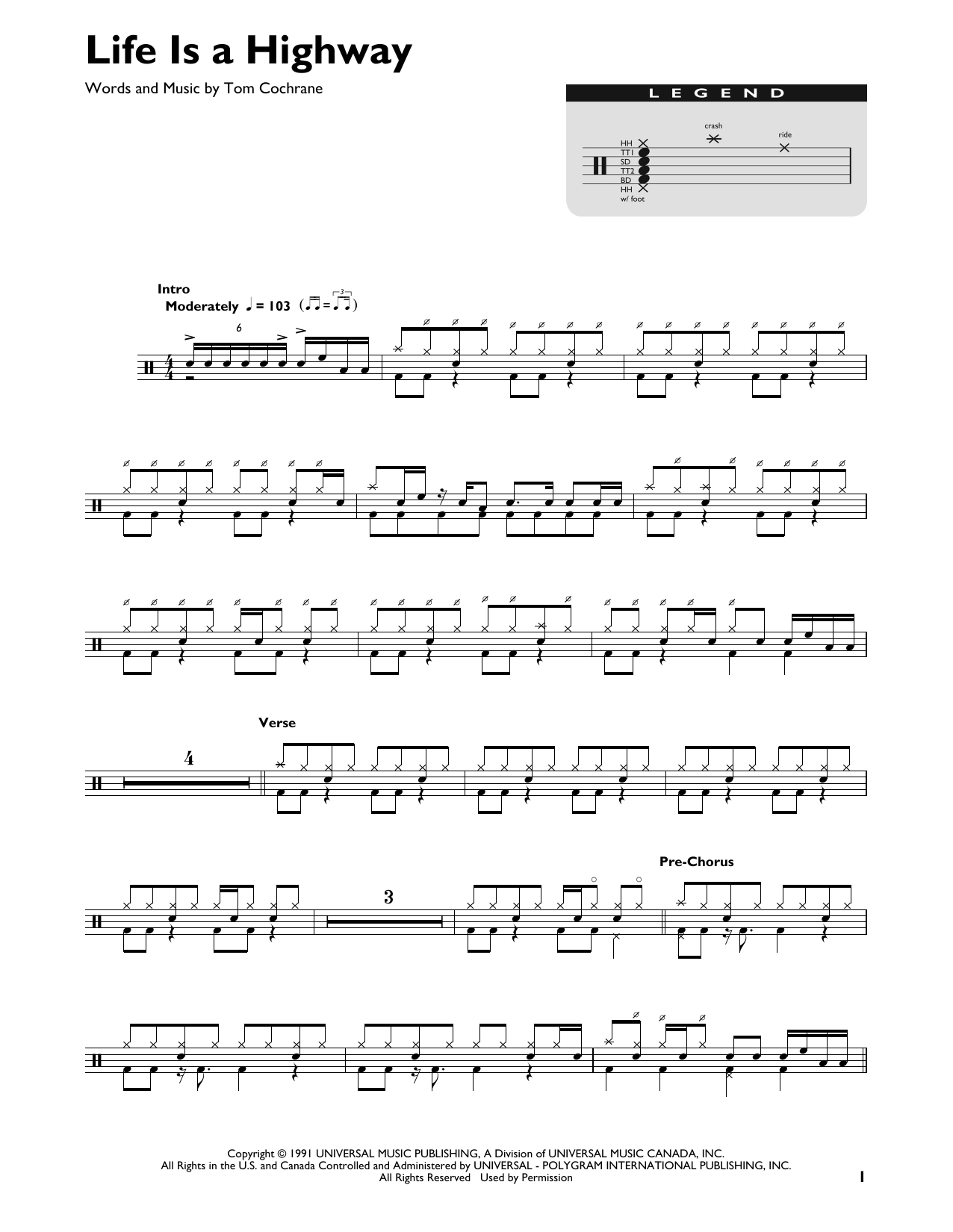 Download Rascal Flatts Life Is A Highway Sheet Music and learn how to play Easy Bass Tab PDF digital score in minutes