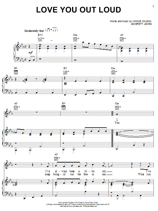 Download Rascal Flatts Love You Out Loud Sheet Music and learn how to play Piano, Vocal & Guitar (Right-Hand Melody) PDF digital score in minutes