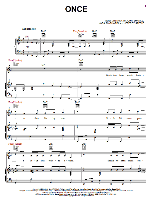 Download Rascal Flatts Once Sheet Music and learn how to play Piano, Vocal & Guitar (Right-Hand Melody) PDF digital score in minutes