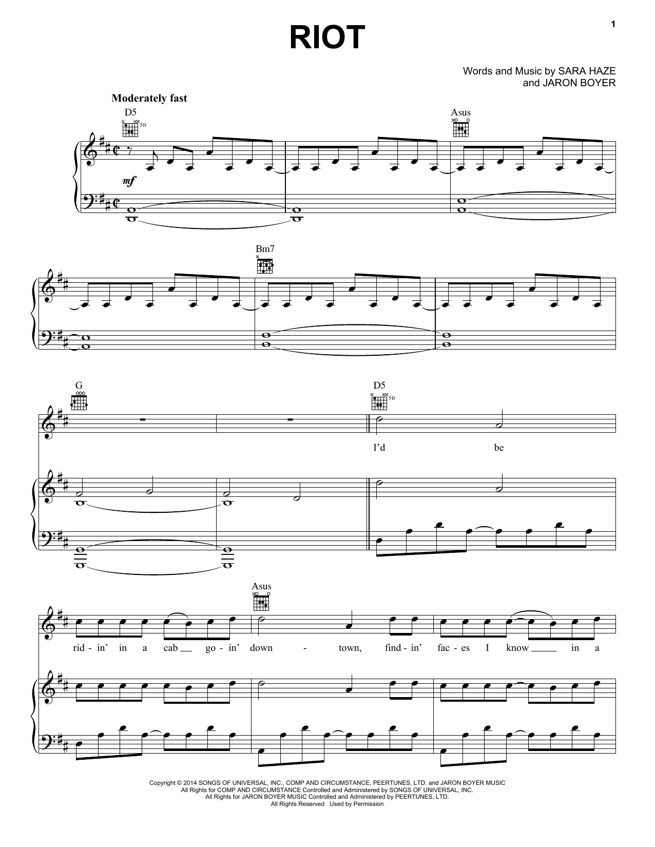 Download Rascal Flatts Riot Sheet Music and learn how to play Piano, Vocal & Guitar (Right-Hand Melody) PDF digital score in minutes