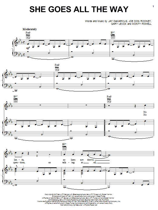 Download Rascal Flatts She Goes All The Way Sheet Music and learn how to play Piano, Vocal & Guitar (Right-Hand Melody) PDF digital score in minutes