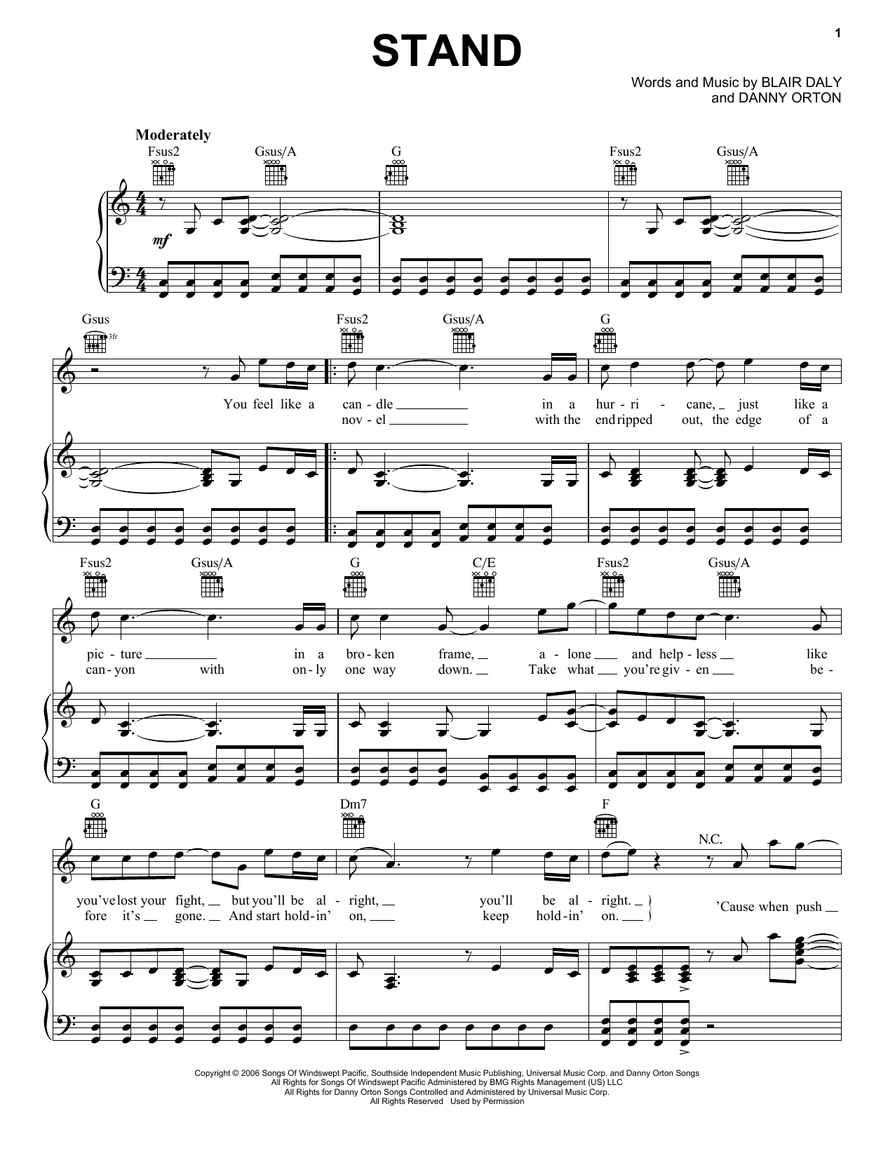 Download Rascal Flatts Stand Sheet Music and learn how to play Easy Piano PDF digital score in minutes
