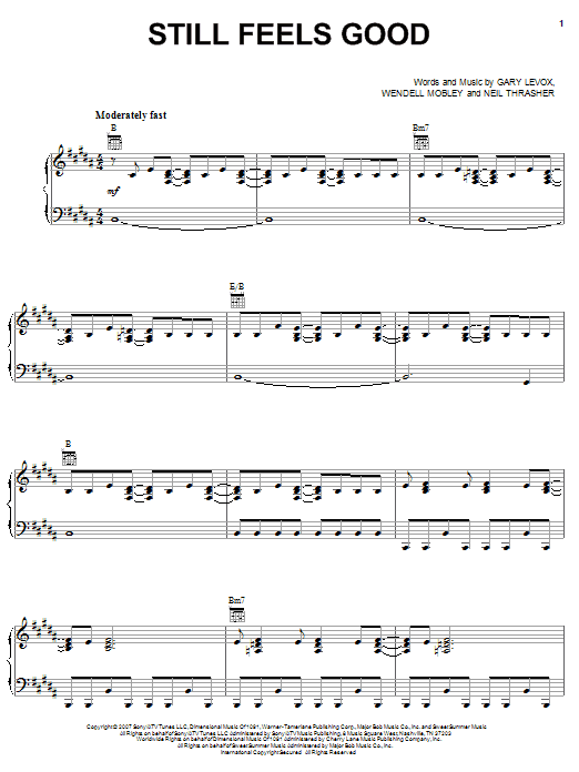 Download Rascal Flatts Still Feels Good Sheet Music and learn how to play Piano, Vocal & Guitar (Right-Hand Melody) PDF digital score in minutes