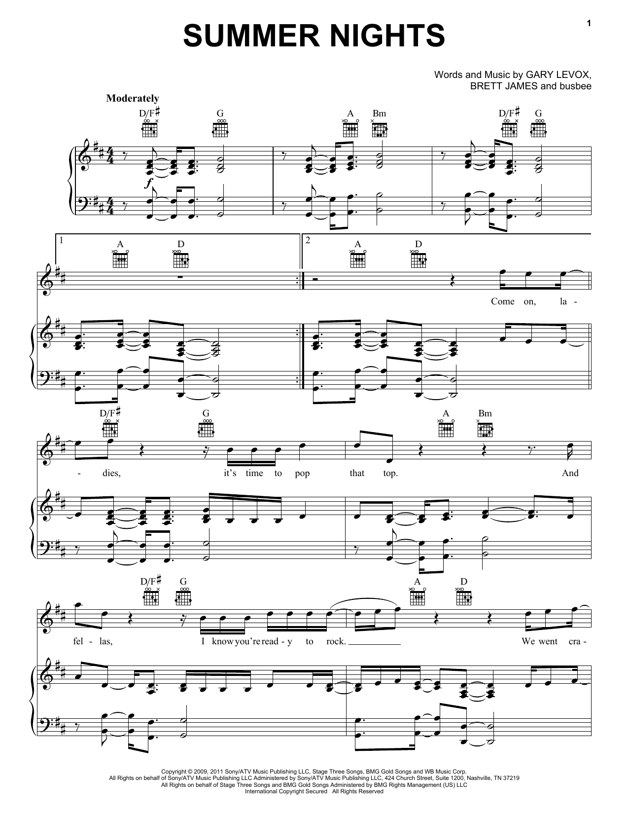 Download Rascal Flatts Summer Nights Sheet Music and learn how to play Easy Guitar Tab PDF digital score in minutes