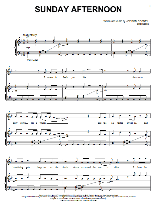 Download Rascal Flatts Sunday Afternoon Sheet Music and learn how to play Piano, Vocal & Guitar (Right-Hand Melody) PDF digital score in minutes