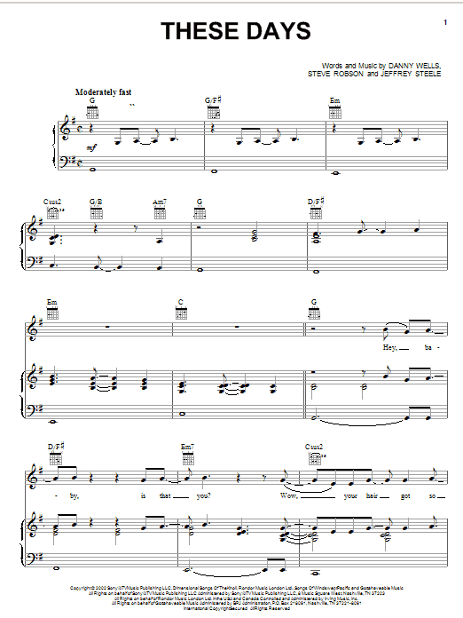 Download Rascal Flatts These Days Sheet Music and learn how to play Piano, Vocal & Guitar (Right-Hand Melody) PDF digital score in minutes