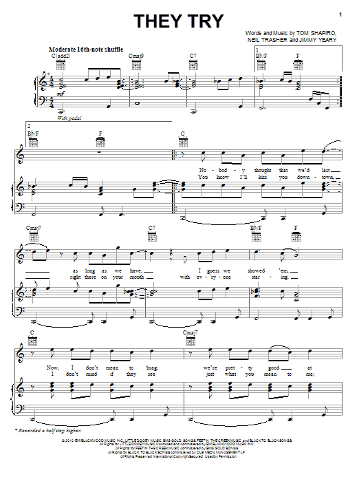 Download Rascal Flatts They Try Sheet Music and learn how to play Piano, Vocal & Guitar (Right-Hand Melody) PDF digital score in minutes