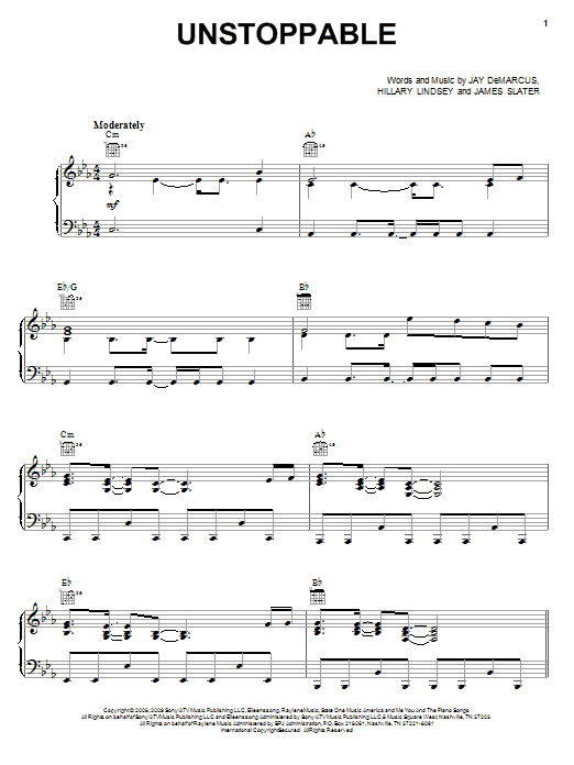 Download Rascal Flatts Unstoppable Sheet Music and learn how to play Piano, Vocal & Guitar (Right-Hand Melody) PDF digital score in minutes