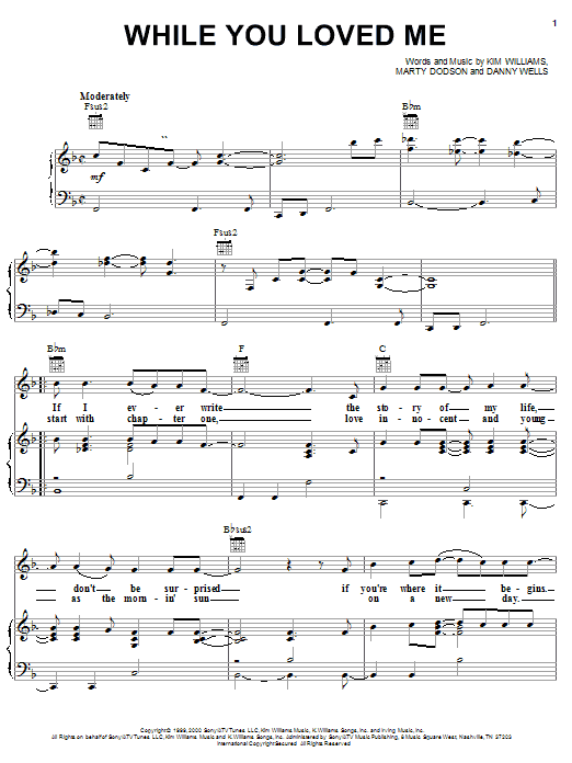 Download Rascal Flatts While You Loved Me Sheet Music and learn how to play Piano, Vocal & Guitar (Right-Hand Melody) PDF digital score in minutes