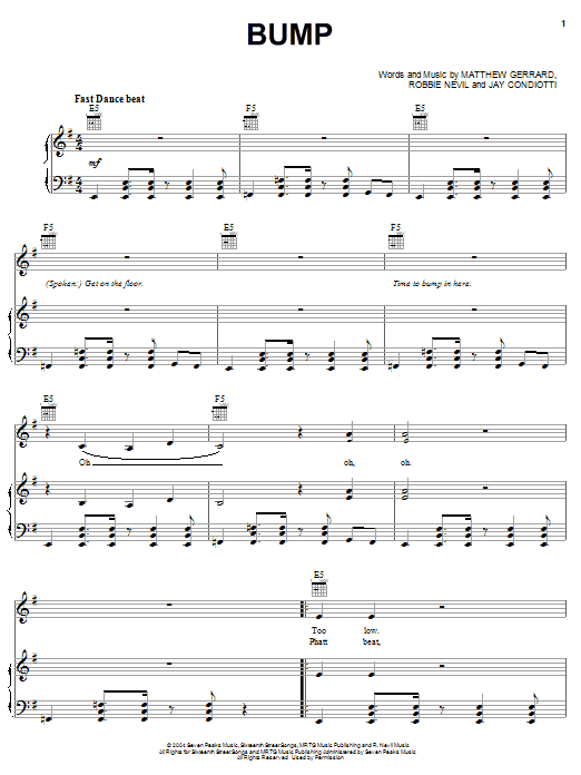 Download Raven-Symone Bump Sheet Music and learn how to play Piano, Vocal & Guitar (Right-Hand Melody) PDF digital score in minutes