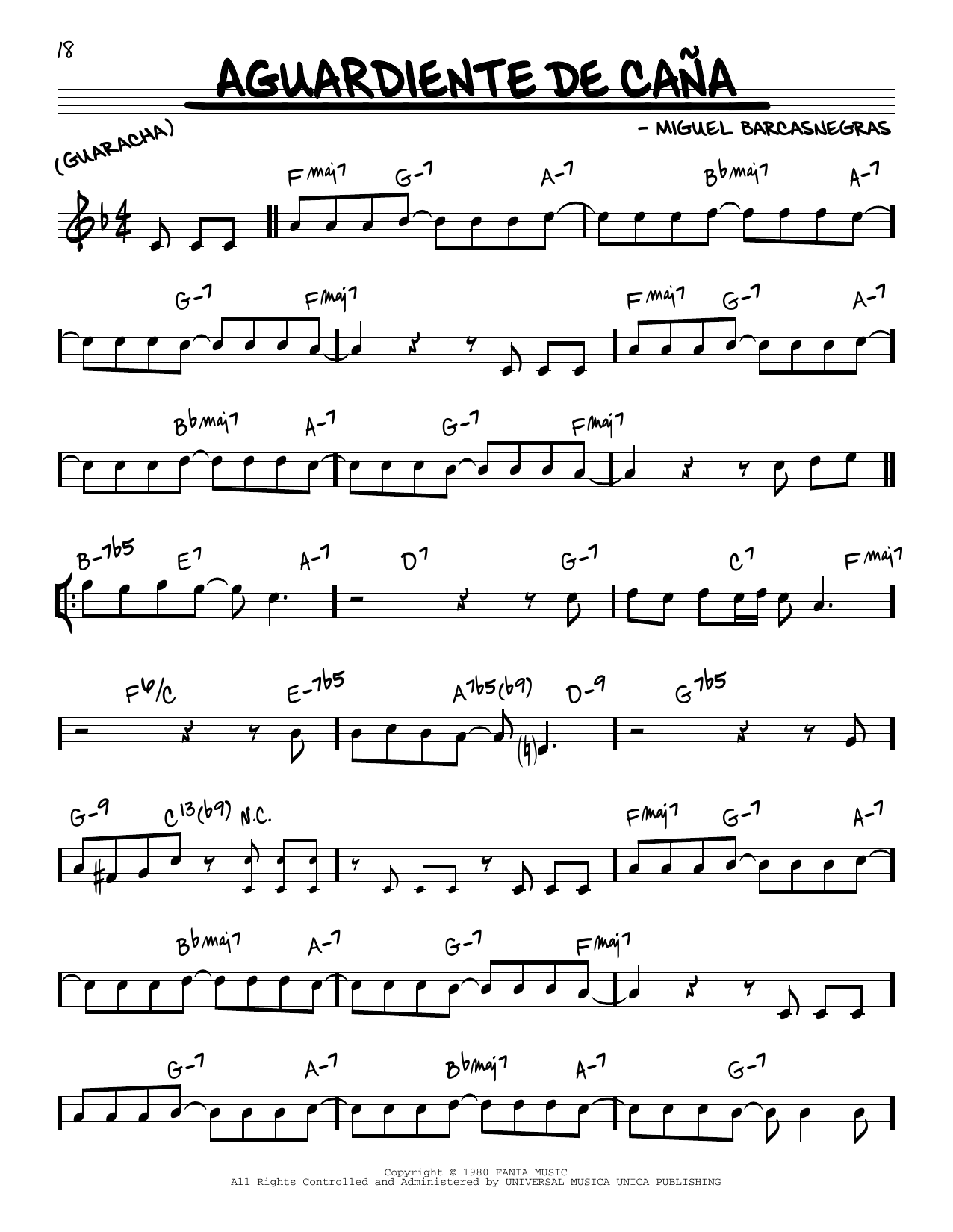 Download Ray Barretto Aguardiente De Cana Sheet Music and learn how to play Real Book – Melody & Chords PDF digital score in minutes