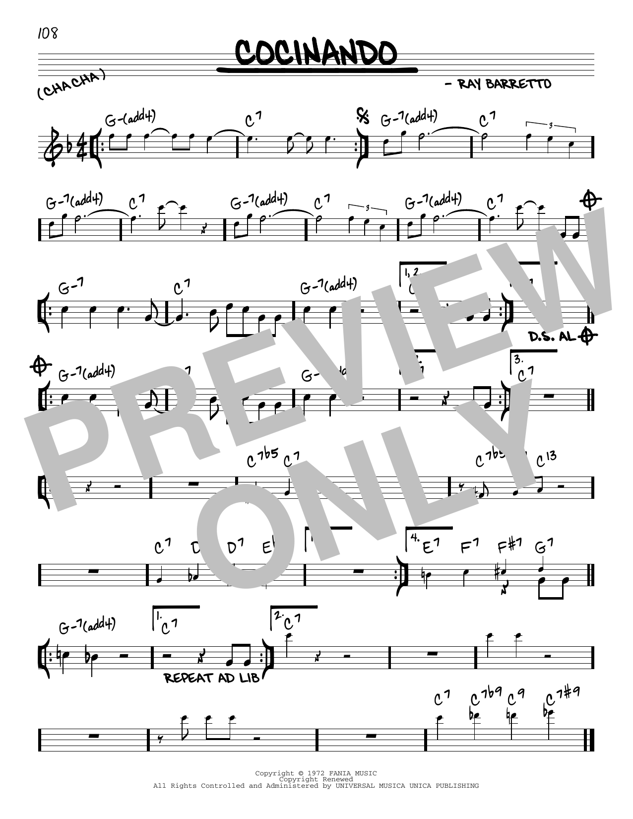 Download Ray Barretto Cocinando Sheet Music and learn how to play Real Book – Melody & Chords PDF digital score in minutes