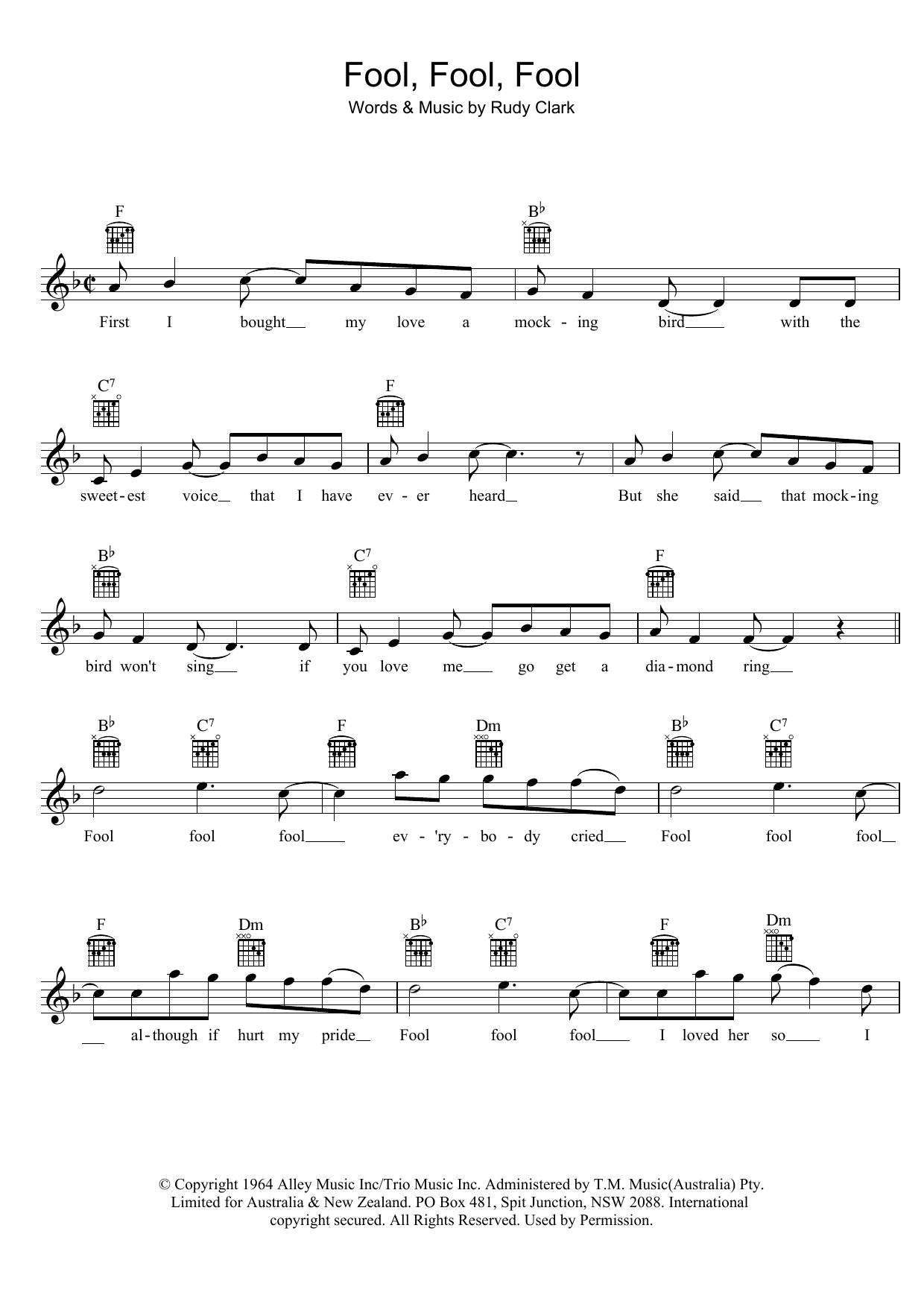 Download Ray Brown Fool, Fool, Fool Sheet Music and learn how to play Melody Line, Lyrics & Chords PDF digital score in minutes