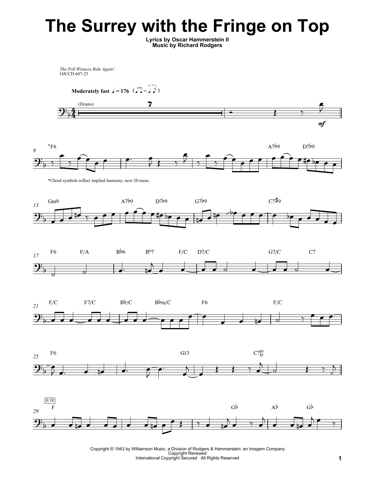 Download Ray Brown The Surrey With The Fringe On Top Sheet Music and learn how to play Bass Transcription PDF digital score in minutes