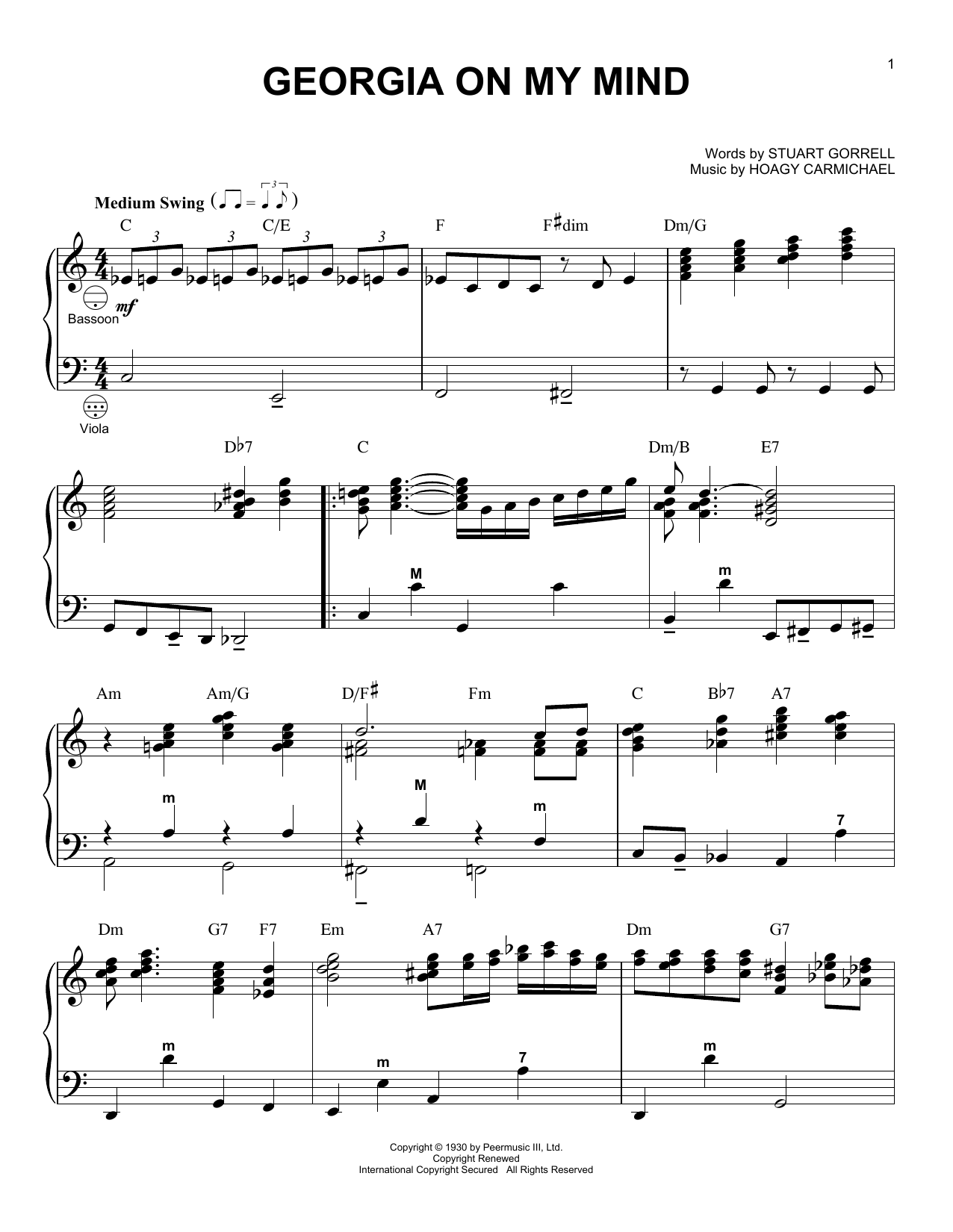 Download Ray Charles Georgia On My Mind (arr. Gary Meisner) Sheet Music and learn how to play Accordion PDF digital score in minutes