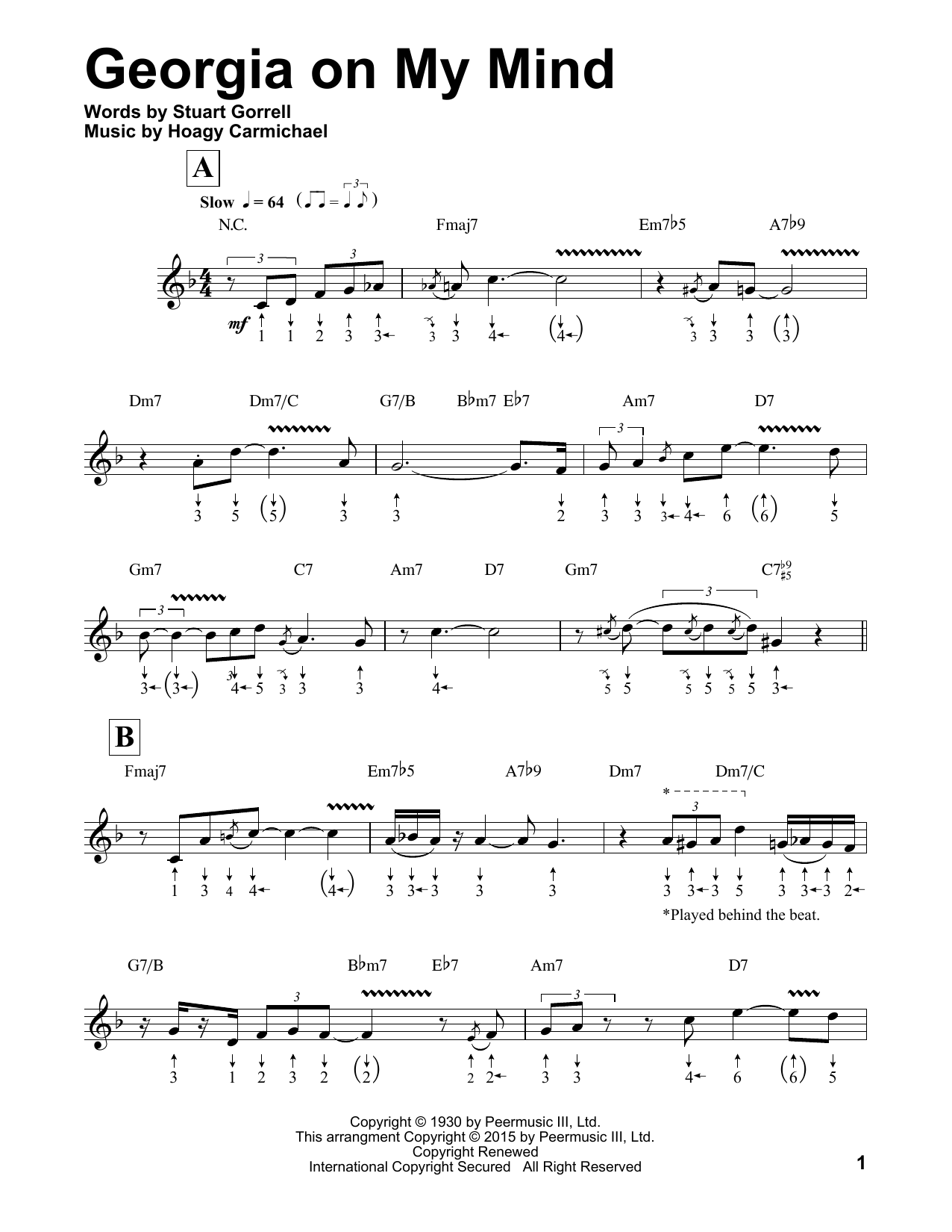 Download Ray Charles Georgia On My Mind (arr. Will Galison) Sheet Music and learn how to play Harmonica PDF digital score in minutes