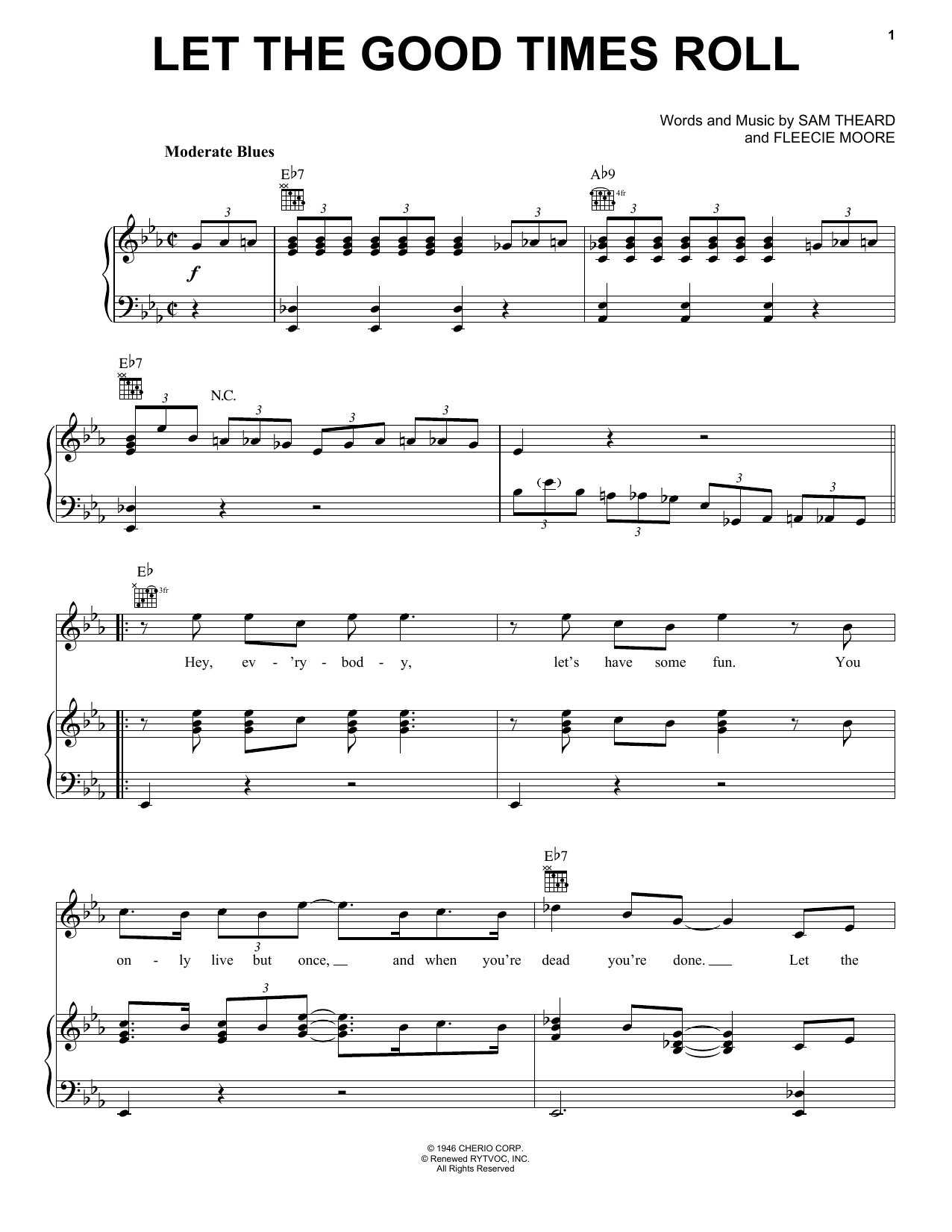Download Ray Charles Let The Good Times Roll Sheet Music and learn how to play Easy Piano PDF digital score in minutes