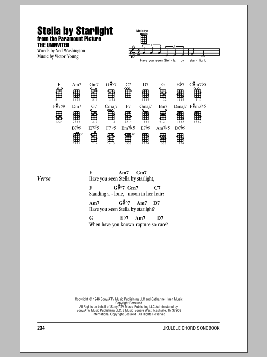 Download Ray Charles Stella By Starlight Sheet Music and learn how to play Ukulele PDF digital score in minutes