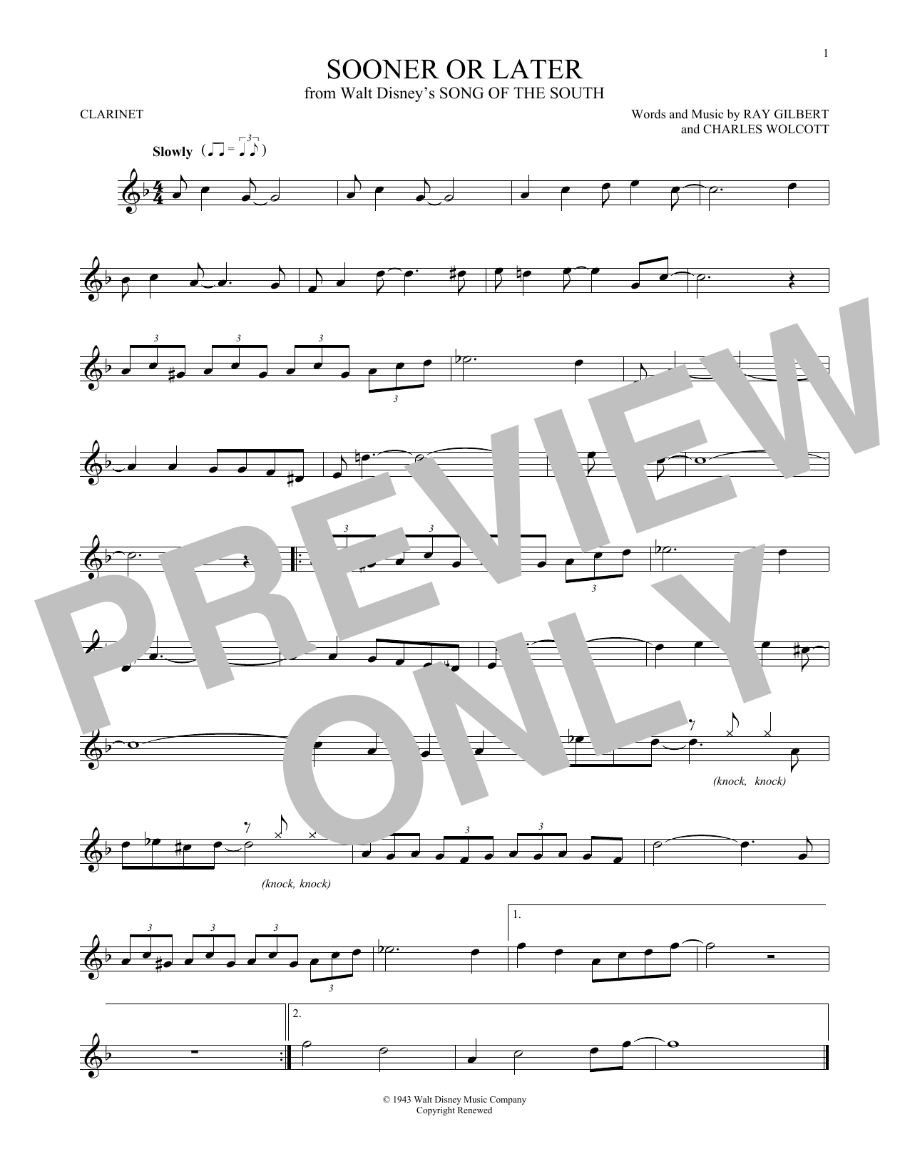 Download Ray Gilbert Sooner Or Later Sheet Music and learn how to play Trumpet PDF digital score in minutes