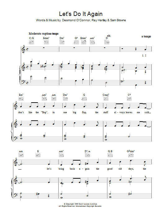 Download Ray Hartley Let's Do It Again Sheet Music and learn how to play Piano, Vocal & Guitar (Right-Hand Melody) PDF digital score in minutes