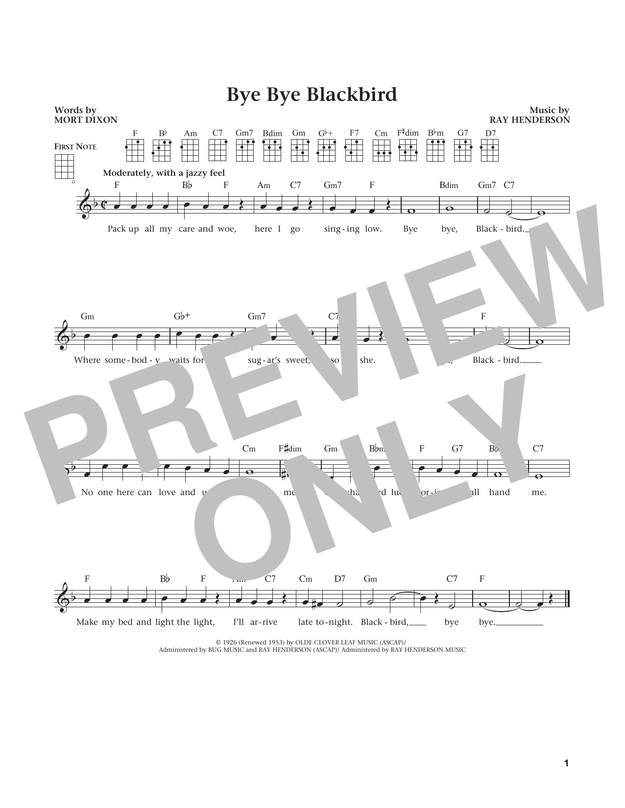 Download Ray Henderson Bye Bye Blackbird Sheet Music and learn how to play Ukulele PDF digital score in minutes