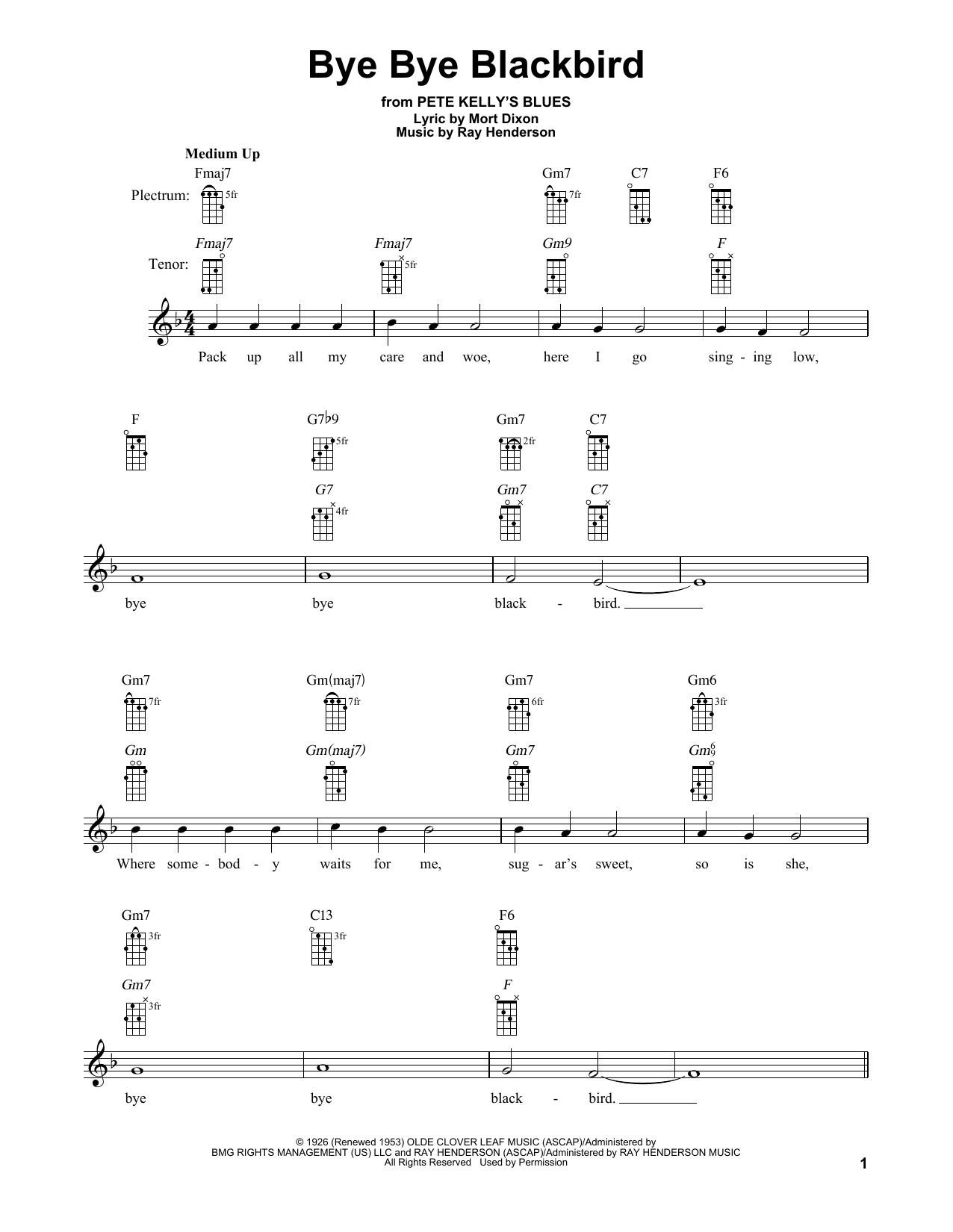 Download Ray Henderson Bye Bye Blackbird Sheet Music and learn how to play Melody Line, Lyrics & Chords PDF digital score in minutes