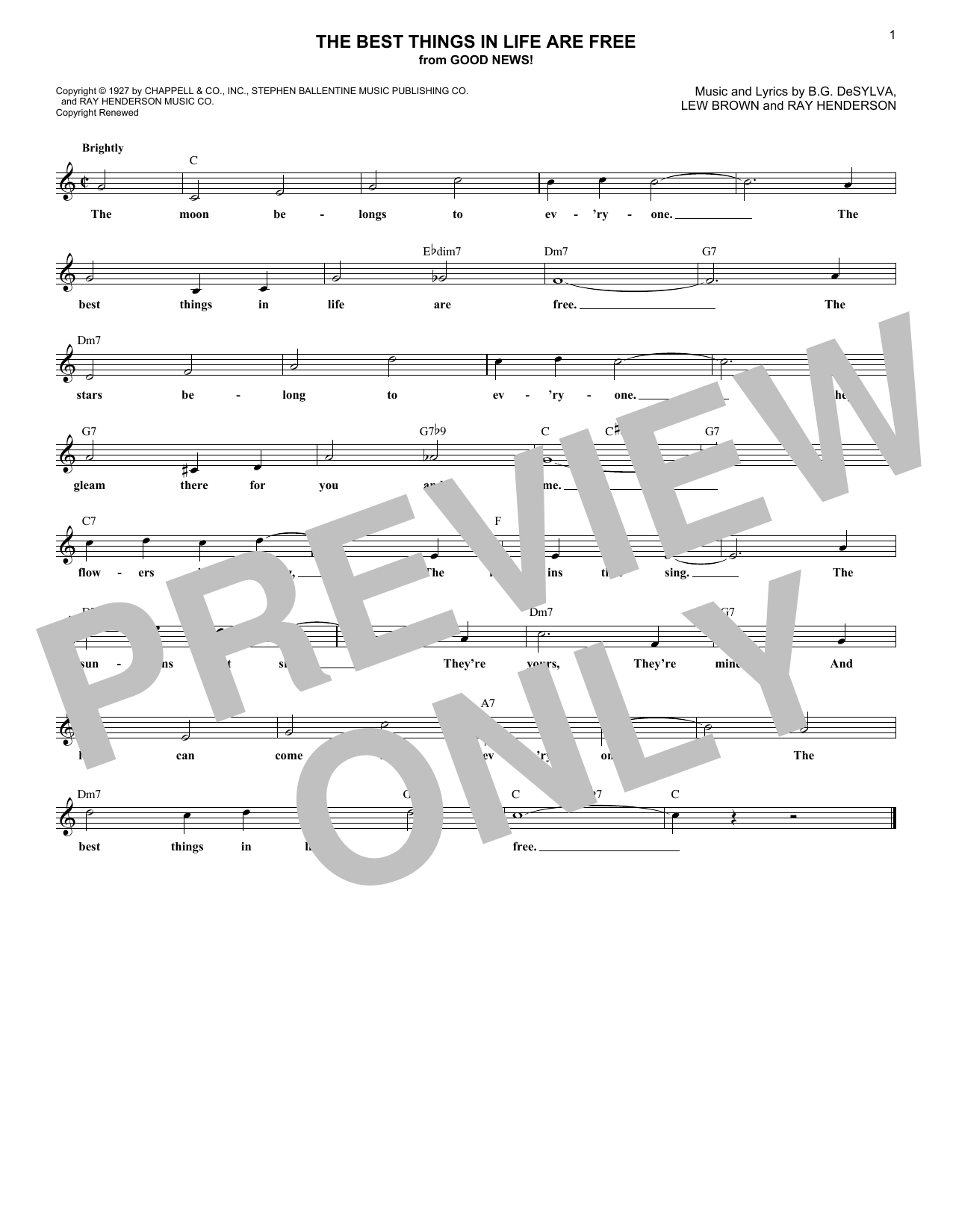 Download Ray Henderson The Best Things In Life Are Free Sheet Music and learn how to play Easy Guitar PDF digital score in minutes