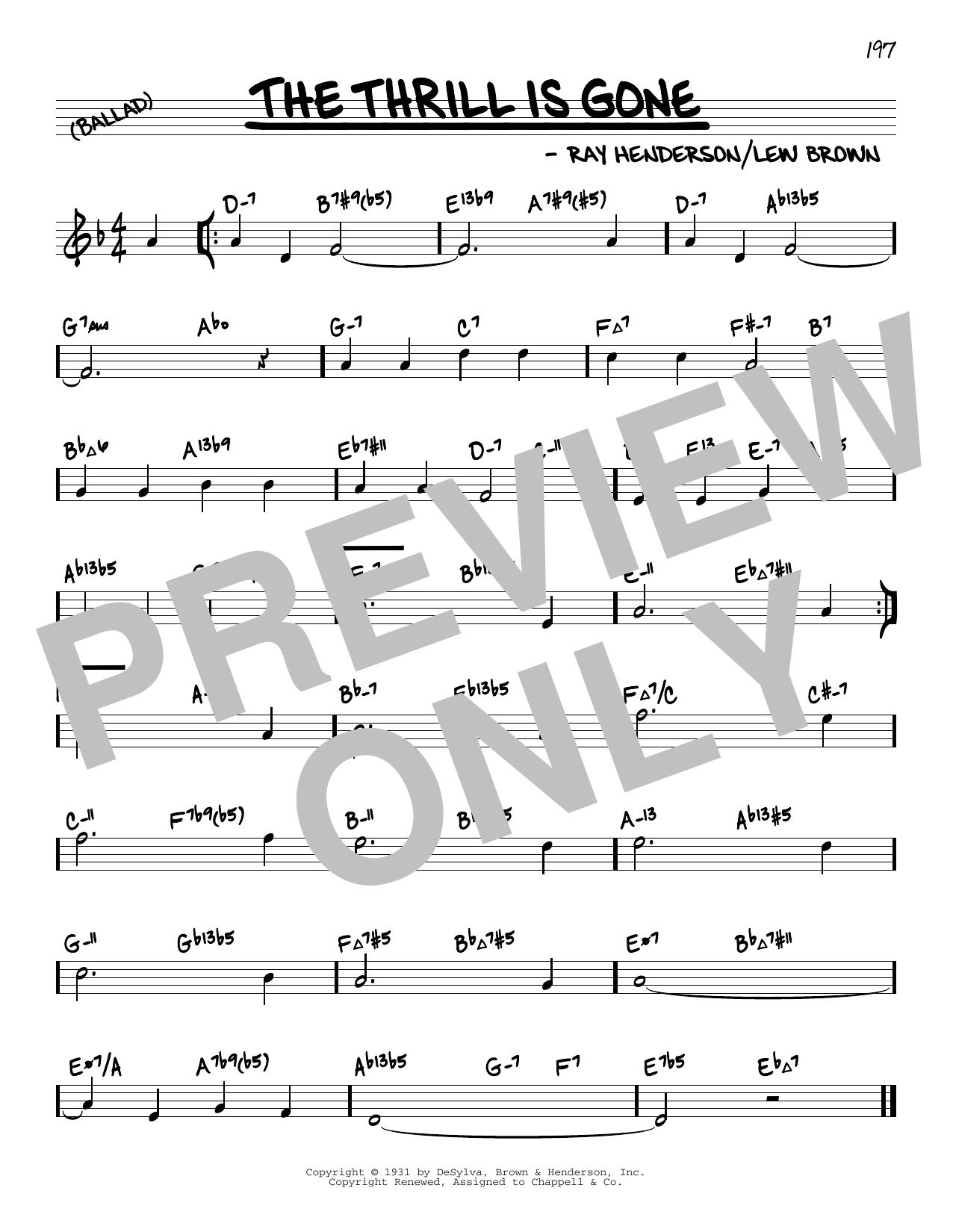 Download Ray Henderson The Thrill Is Gone (arr. David Hazeltine) Sheet Music and learn how to play Real Book – Enhanced Chords PDF digital score in minutes