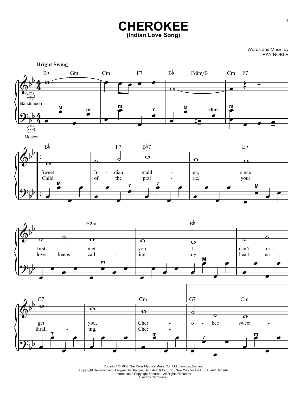 Download Gary Meisner Cherokee (Indian Love Song) Sheet Music and learn how to play Accordion PDF digital score in minutes