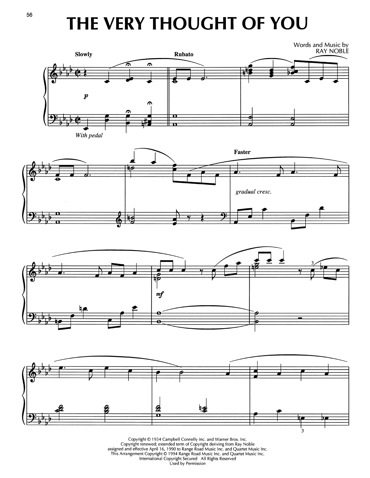 Download Ray Noble The Very Thought Of You (arr. Bill Boyd) Sheet Music and learn how to play Piano Solo PDF digital score in minutes