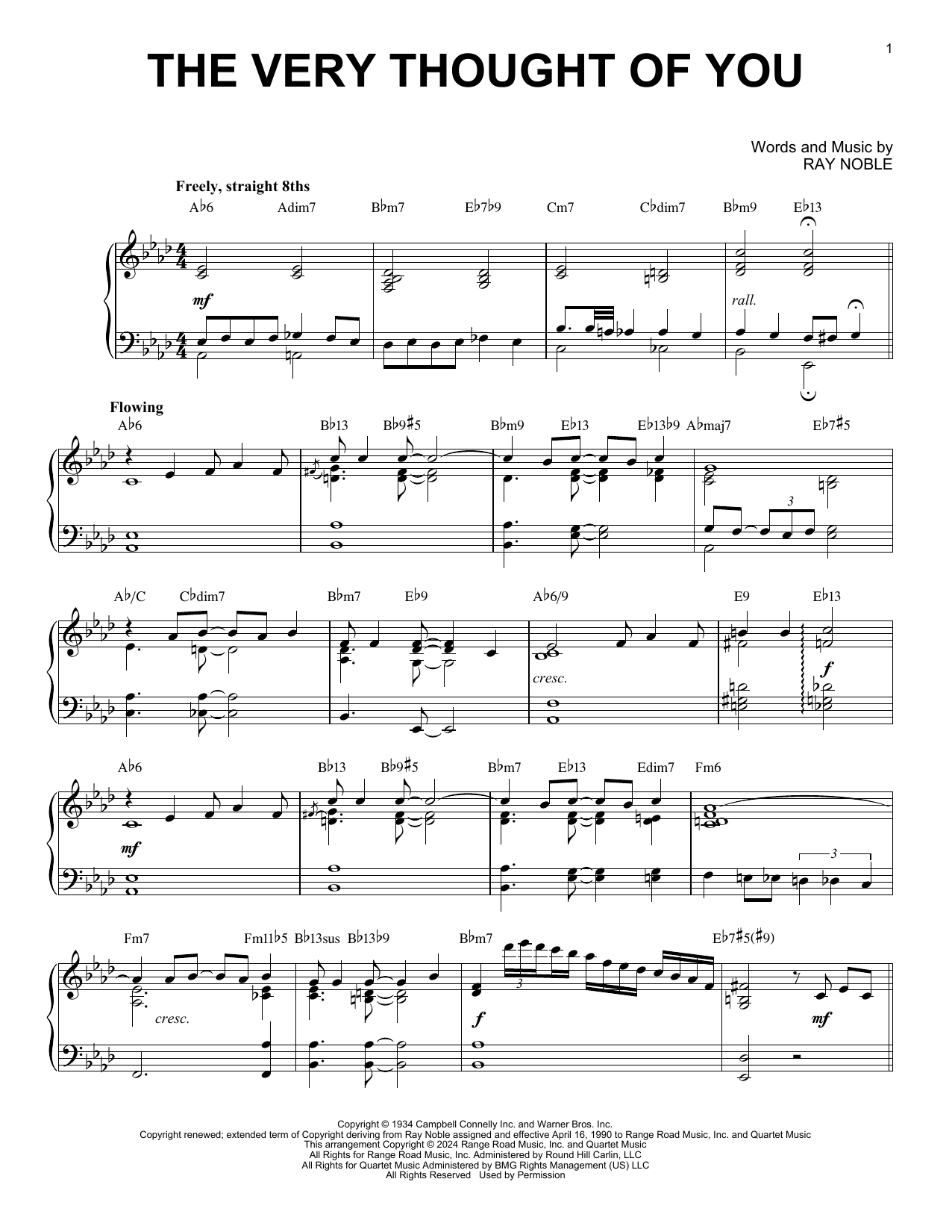 Download Ray Noble The Very Thought Of You (arr. Brent Edstrom) Sheet Music and learn how to play Piano Solo PDF digital score in minutes