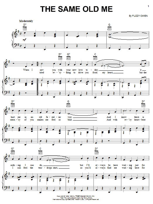 Download Ray Price The Same Old Me Sheet Music and learn how to play Piano, Vocal & Guitar (Right-Hand Melody) PDF digital score in minutes