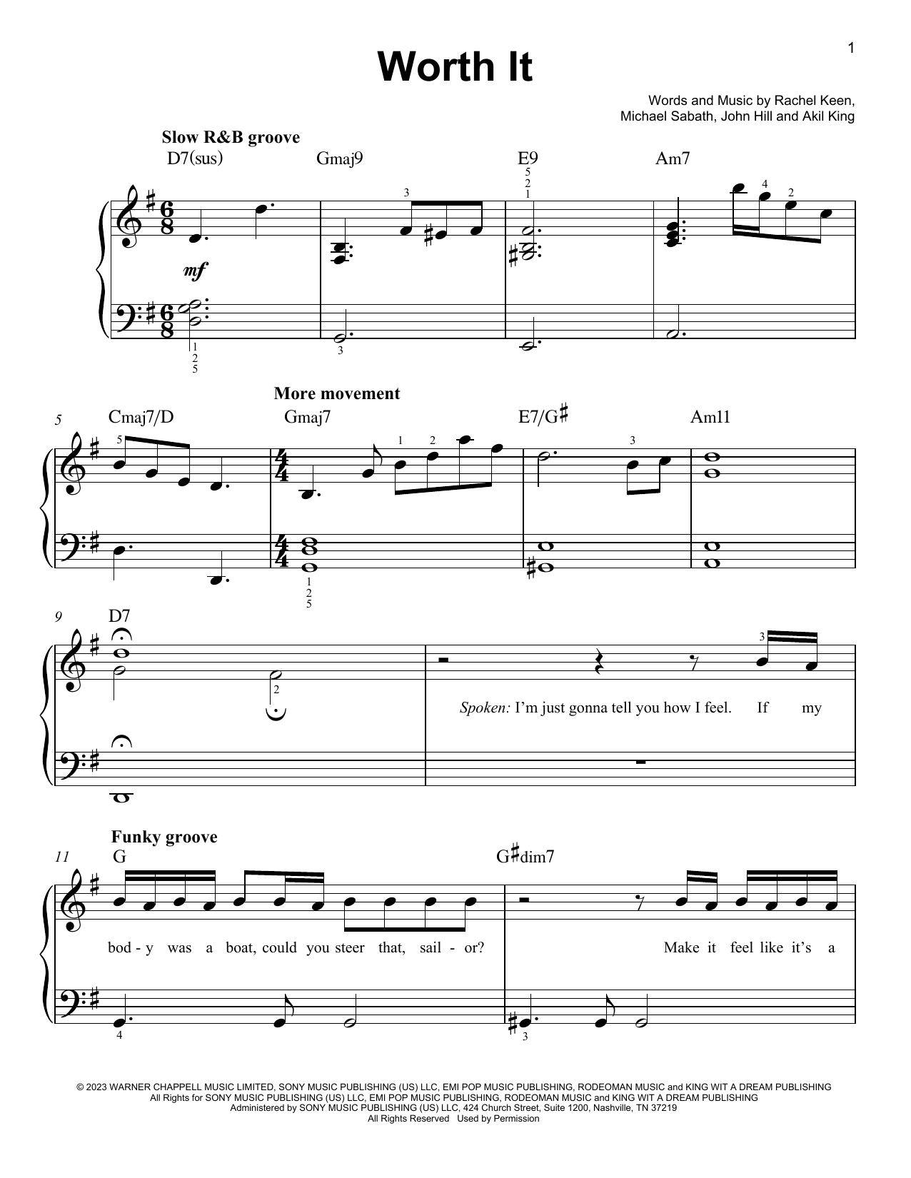 Download RAYE Worth It. Sheet Music and learn how to play Piano, Vocal & Guitar Chords (Right-Hand Melody) PDF digital score in minutes