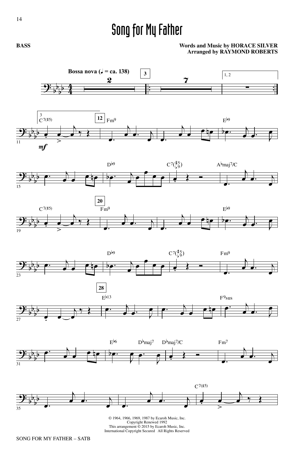 Download Horace Silver Song For My Father Sheet Music and learn how to play SATB PDF digital score in minutes