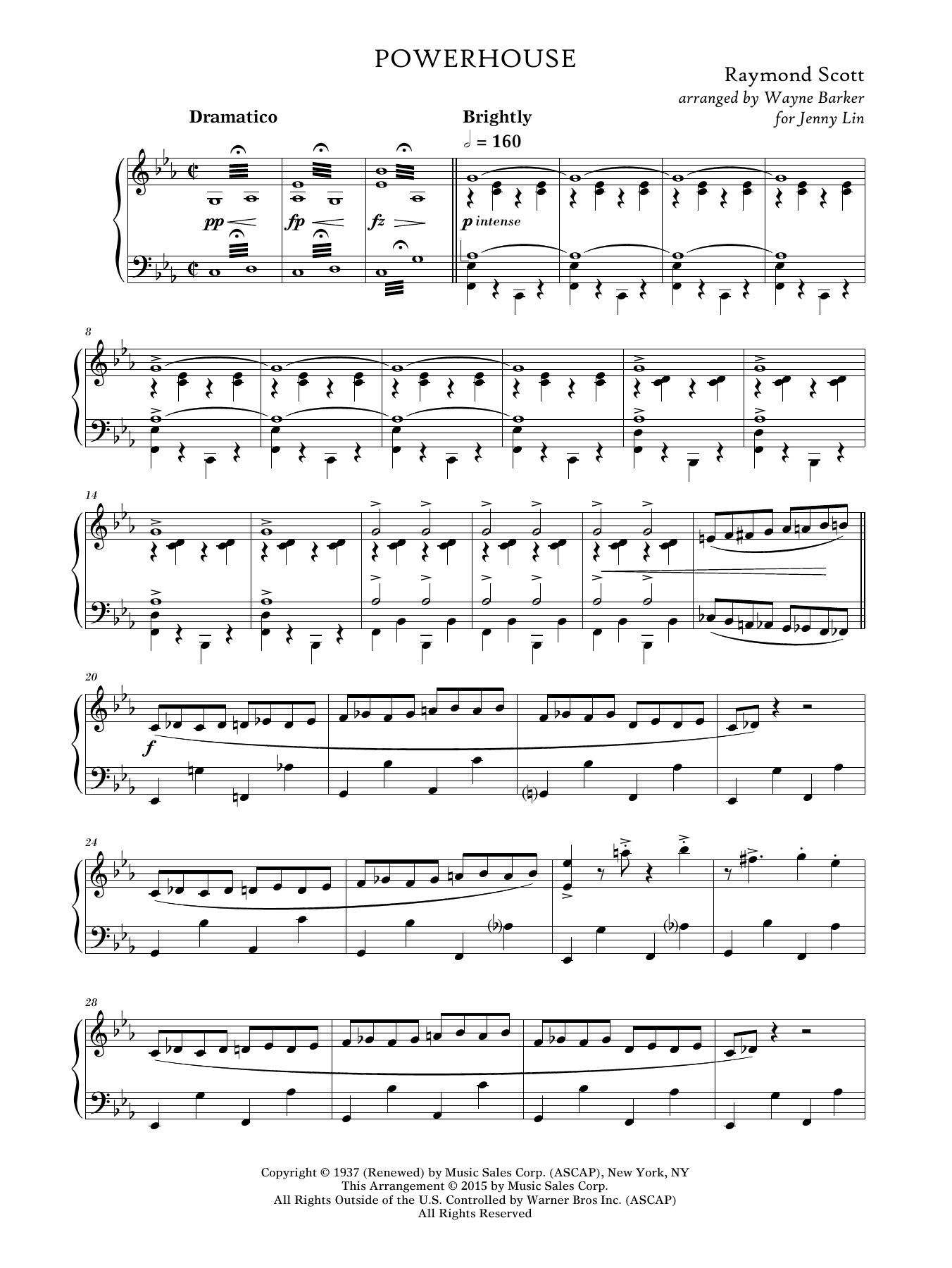 Download Raymond Scott Powerhouse (arr. Wayne Barker) Sheet Music and learn how to play Piano PDF digital score in minutes