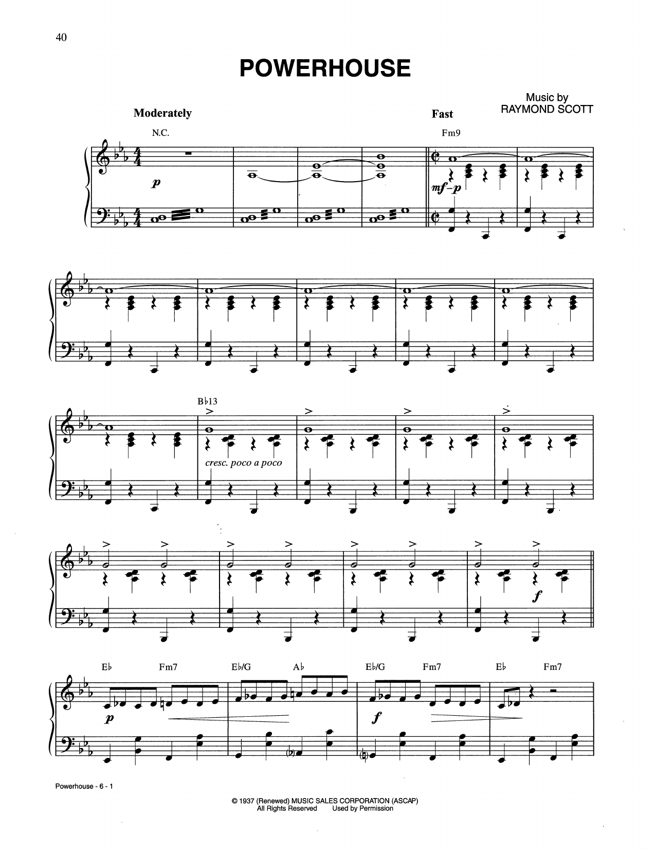 Download Raymond Scott Powerhouse Sheet Music and learn how to play Piano Solo PDF digital score in minutes