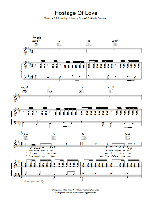 Download Razorlight Hostage Of Love Sheet Music and learn how to play Guitar Tab PDF digital score in minutes
