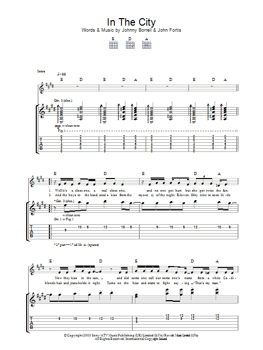 Download Razorlight In The City Sheet Music and learn how to play Lyrics & Chords PDF digital score in minutes
