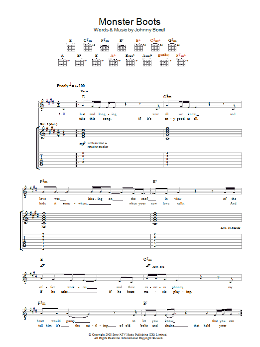 Download Razorlight Monster Boots Sheet Music and learn how to play Guitar Tab PDF digital score in minutes