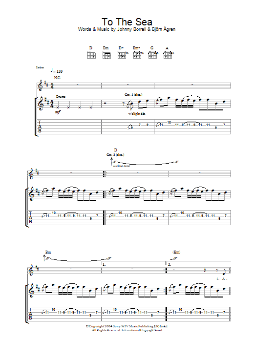 Download Razorlight To The Sea Sheet Music and learn how to play Guitar Tab PDF digital score in minutes
