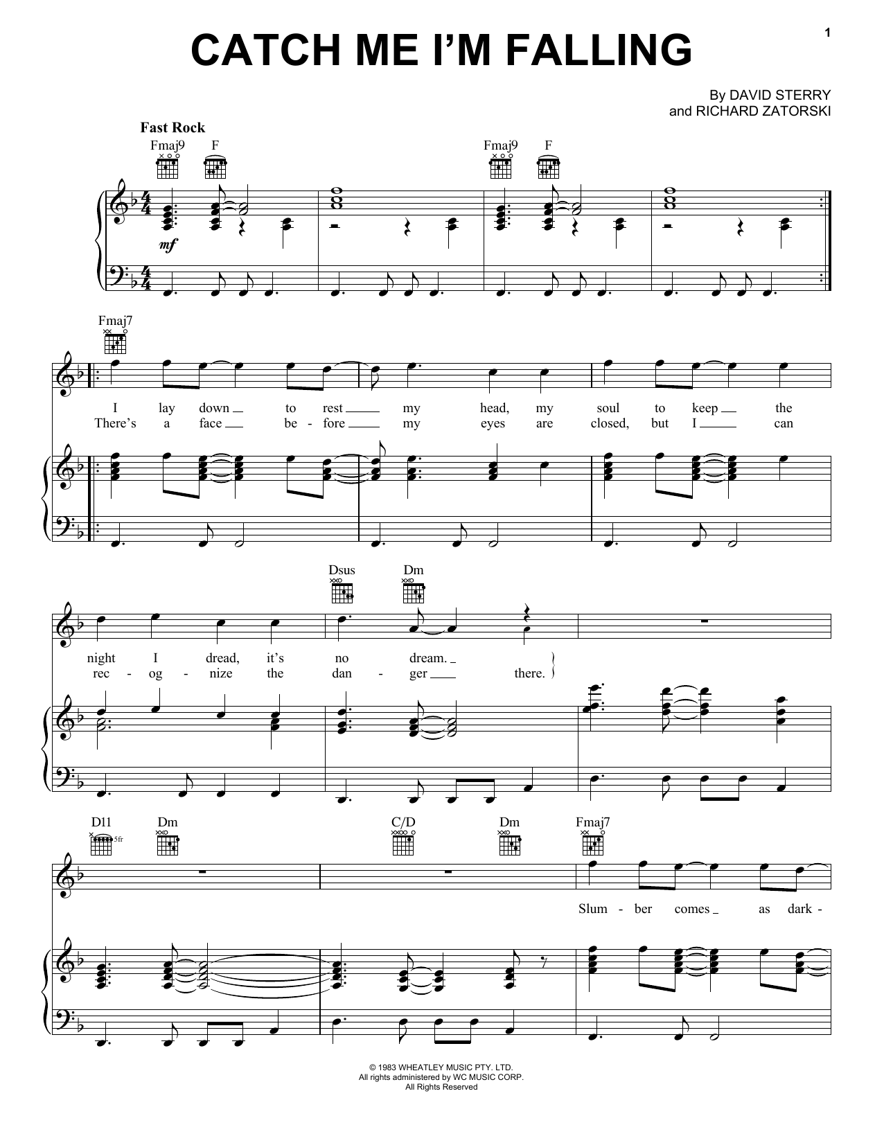 Download Real Life Catch Me I'm Falling Sheet Music and learn how to play Piano, Vocal & Guitar Chords (Right-Hand Melody) PDF digital score in minutes