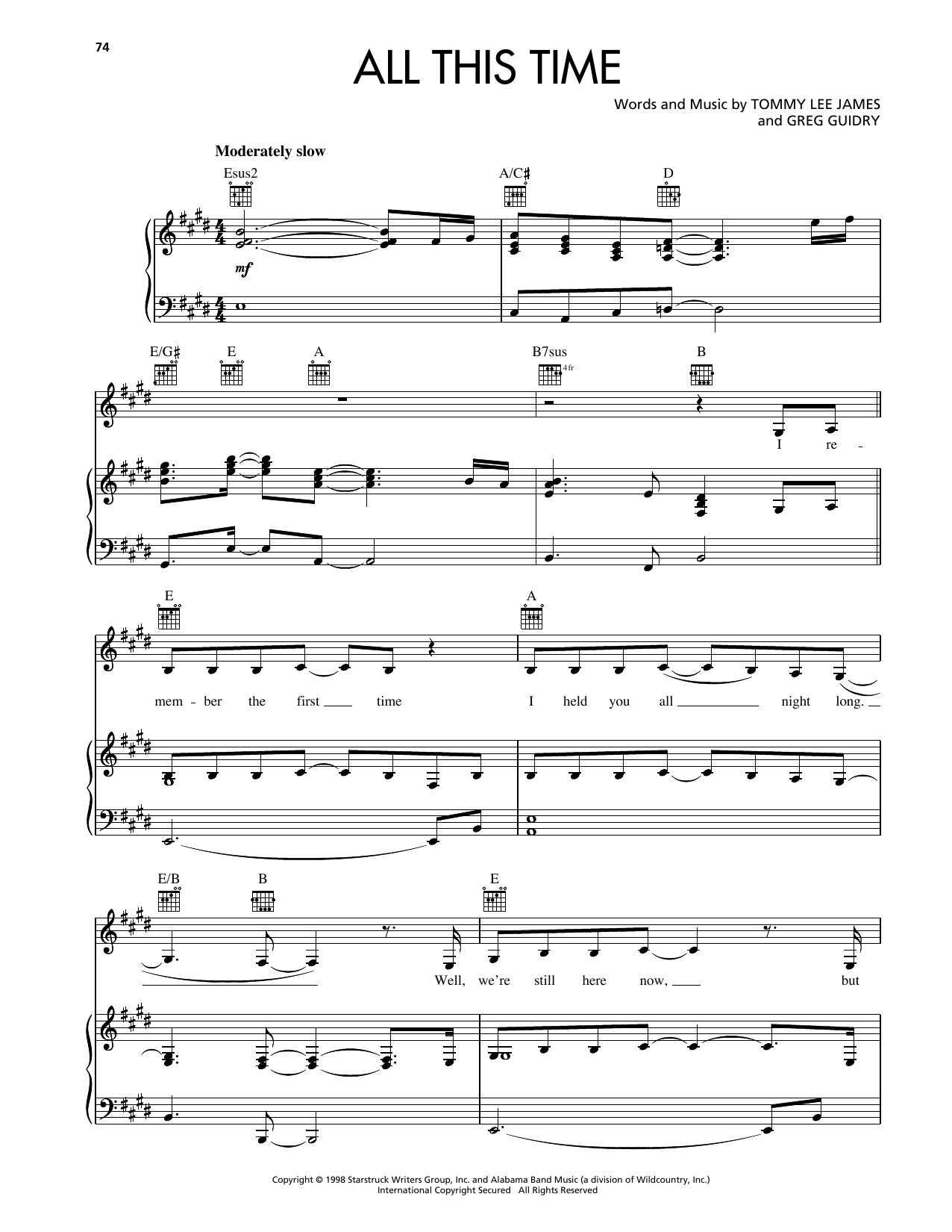Download Reba McEntire All This Time Sheet Music and learn how to play Piano, Vocal & Guitar Chords (Right-Hand Melody) PDF digital score in minutes