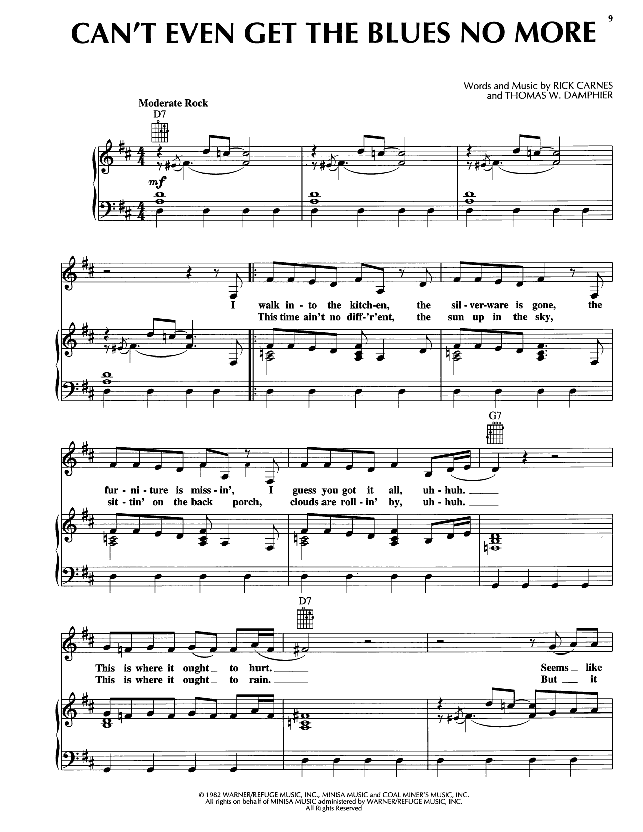 Download Reba McEntire Can't Even Get The Blues No More Sheet Music and learn how to play Piano, Vocal & Guitar Chords (Right-Hand Melody) PDF digital score in minutes
