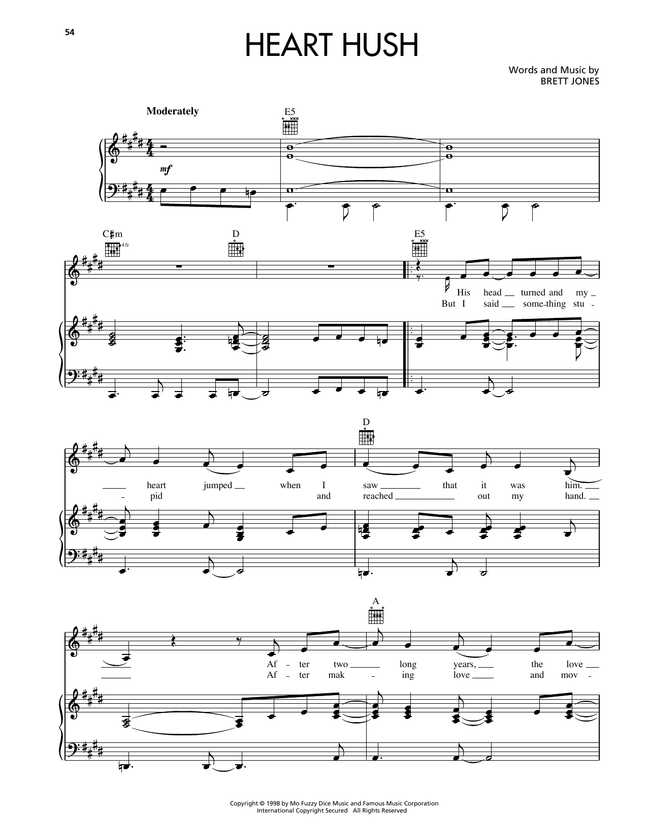 Download Reba McEntire Heart Hush Sheet Music and learn how to play Piano, Vocal & Guitar Chords (Right-Hand Melody) PDF digital score in minutes
