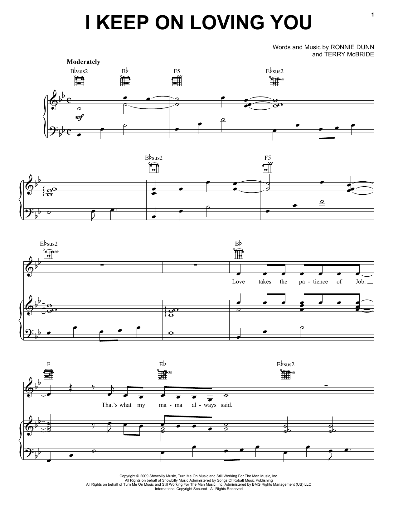 Download Reba McEntire I Keep On Loving You Sheet Music and learn how to play Piano, Vocal & Guitar (Right-Hand Melody) PDF digital score in minutes